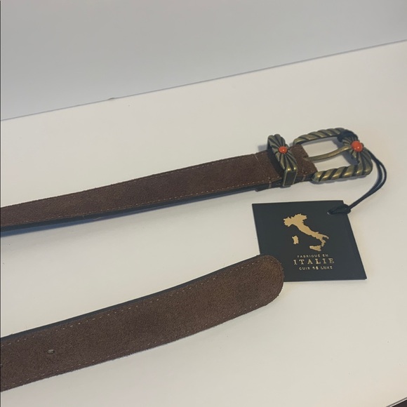 Cuoieria Artigiana Made in Italy Women’s Suede/Leather Belt S/M Brown‎ NWT